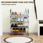 Lukzer Dual-Material Shoe Rack – Silver & Black, 3/4/5/6-Layer Storage Organizer