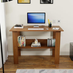 Lukzer Modern Computer Desk with Bookshelf Study Table Made with Engineered Wood (ST-005/Oak Brown)