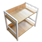 Lukzer Multi-Purpose Kitchen Rack – 2 Layer, MKR-002 (Metal Frame & Engineered Wood, White Frame/Oak Brown Board, Black Frame/Oak Brown Board)