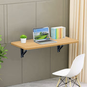 Lukzer Multi-purpose Engineered Wood Wall Mounted Foldable Rack Table (MT-002/Light Oak)