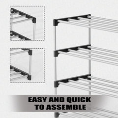 Lukzer Easy DIY Metal & Plastic Bookshelf/Storage Organizer – Black & Silver (3/4/5/6 Layers)