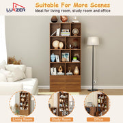 Lukzer 12 Open Cube Bookcase with Push Latch Doors & 2 Bottom Shelf (MR-033/Oak Brown)