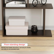 Lukzer 6 Layer Engineered Wood Space-Saving Organizer with Zigzag Open Bookshelf (MR-018/Wenge)