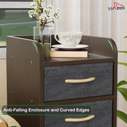 Lukzer 5-Drawer Engineered Wood Storage Cabinet with Fabric Bins & Wheels (MR-027/Wenge)