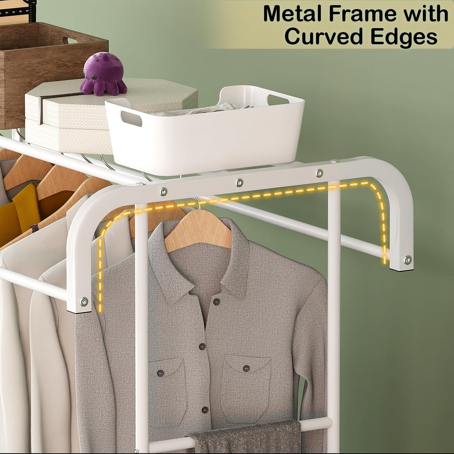 Lukzer Multifunctional Metal Garment Stand with Bottom Shelf (MGS-004/White)