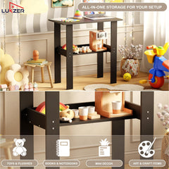 Lukzer Engineered Wood Kids Study Table with Open Shelf (ST-004S/Black)