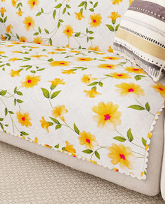 Lukzer Quilted Reversible Terra Bloom Sofa Mat with WaveEdge Ultrasonic Cut (WITH BACK & HAND REST) - SC-205-01WB