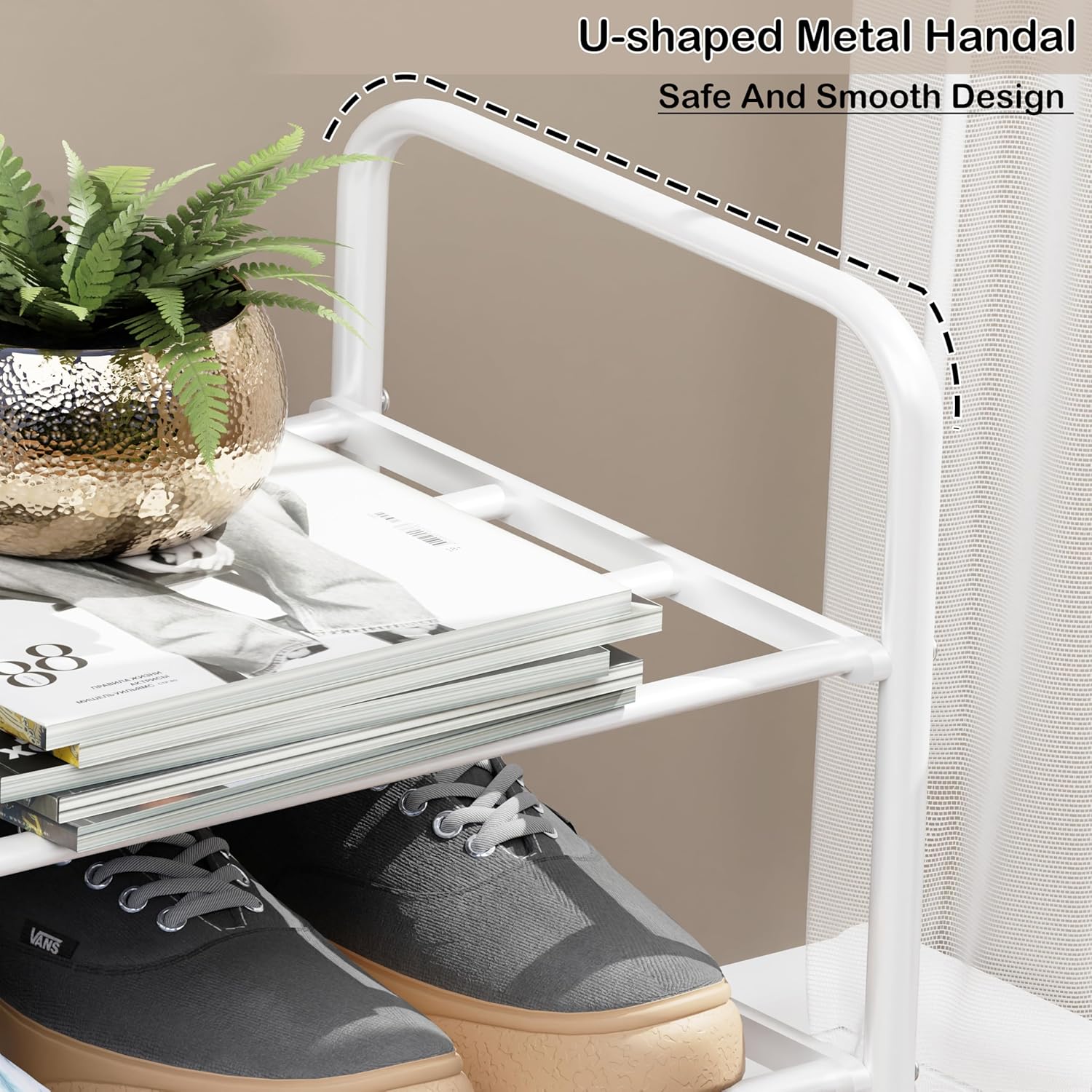 Shoe Rack/Open Display Rack | (White/Metal)