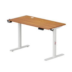 Lukzer Electric Height Adjustable Desk with USB & Type-C Study Table (EST-003/UC-White & Oak Brown) 3-Years Warranty