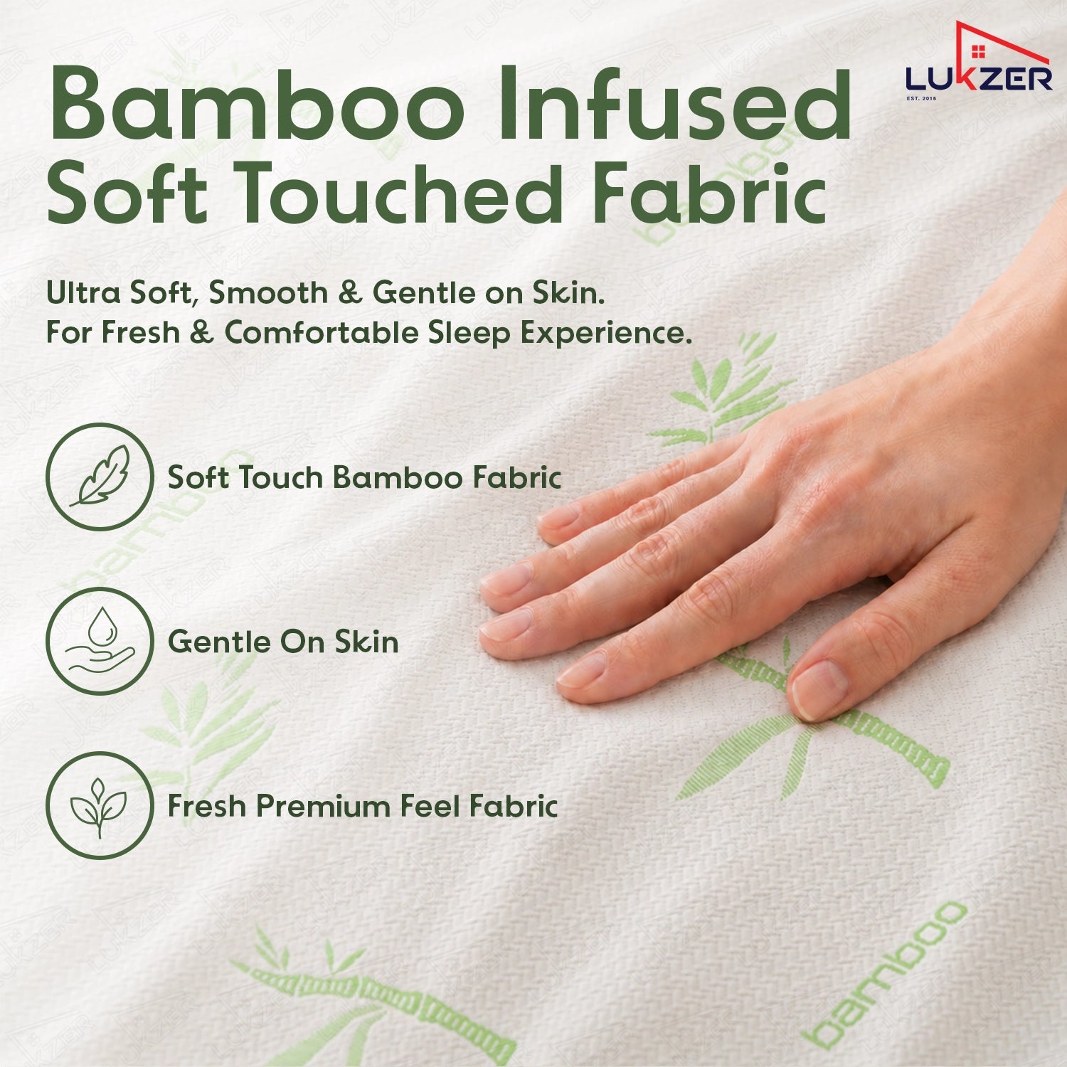 Lukzer 100% Waterproof Natural Bamboo Mattress Protector/Mattress Cover / Queen Size - (72" x 60" Inches) - (6 x 5 ft)