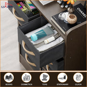 Lukzer 8 Drawer Engineered Wood Storage Organizer Cabinet with Fabric Bins (MR-028/Wenge)