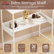 Lukzer Metal & Engineered Wood Kids Study Table with Open Shelf (MST-004S/White & White)