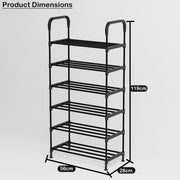 Lukzer Dual-Material Shoe Rack – Black, 3/4/5/6-Layer Storage Organizer