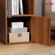 Lukzer Engineered Wood 2 Layer Storage Cabinet with Open Display Rack (MR-021/Oak Brown)