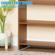 Lukzer 3‑Layer Rounded Edges Engineered Wood Open Rack Cabinet Bookshelf (MR‑016/Oak Brown)