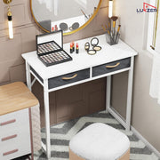 Lukzer Metal Frame & Engineered Wood Office & Study Computer Desk with Drawer (STM-006/White & White)