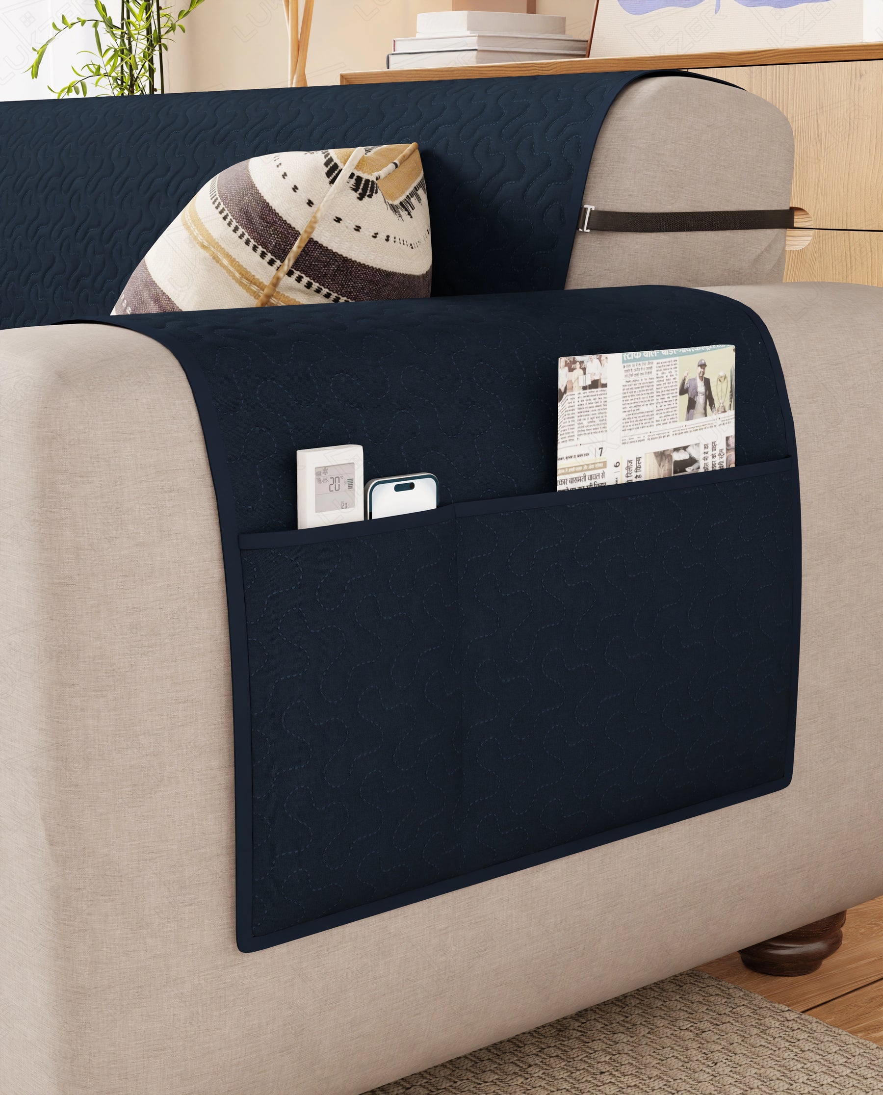 Lukzer Quilted Sofa Mat Stipple Blue (SC-206-01)