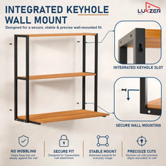Lukzer Wall Mounted Study Table with Multipurpose Storage Shelves (MMR-007/Black & Oak Brown)