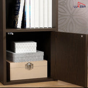 Lukzer 3 Layer Engineered Wood Storage Cabinet with Open Display Rack (MR-022/Wenge)