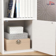 Lukzer 4 Layer Engineered Wood Storage Cabinet with Open Display Rack (MR-023/White)
