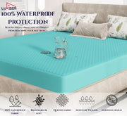 Lukzer Quilted Cotton Waterproof Mattress Protector   Sky Blue (MTP-QSB-001)