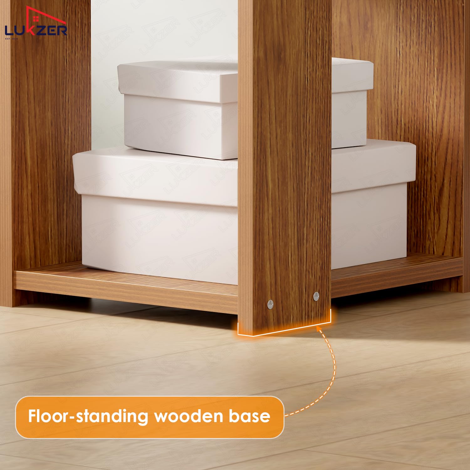 Lukzer Engineered Wood Multipurpose Bookshelf & Storage Organiser (MR-019/Oak Brown)