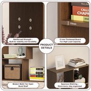 Lukzer 8 Shelves Modern Engineered Wood Book Shelf with Storage Display Rack (MR-004/Wenge)