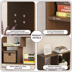 Lukzer 8 Shelves Modern Engineered Wood Book Shelf with Storage Display Rack (MR-004/Wenge)