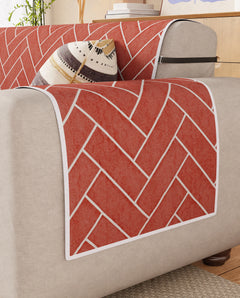 Lukzer Reversible Quilted Sofa Mat with Arms Brick Bloom (SC-201-01)