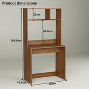 Lukzer Engineered Wood Study Desk with Built-in Bookshelf – ST-006 (White, Oak Brown)