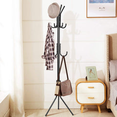 Lukzer 8-Hook Freestanding Metal Coat Stand – Stylish & Durable (Blue/White/Black, 170x42cm
