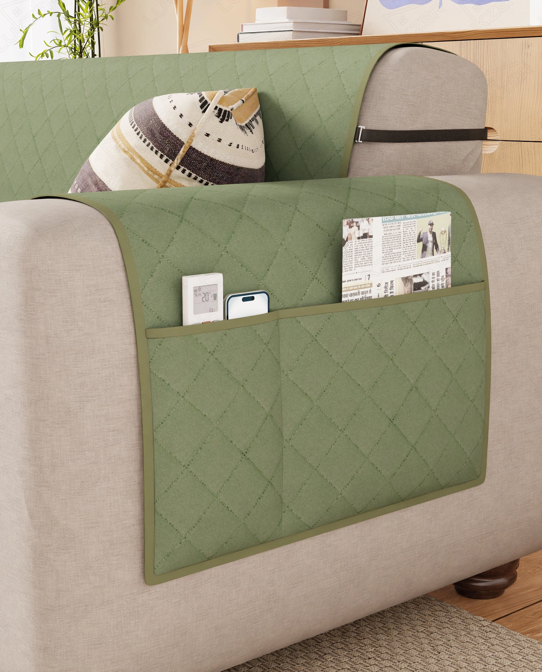 Lukzer Quilted Sofa Mat Mint Green (SC-199-01)
