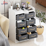 Lukzer 8 Drawer Engineered Wood Storage Organizer Cabinet with Fabric Bins (MR-028/White)