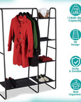 Metal Clothes Rack - Multi-Purpose Portable Garment Organizer Stand 5+1 Layer Rail with Storage Rack (A-Style/150x100x39.5cm)