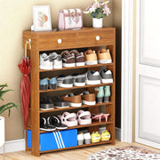Lukzer 5-Tier Shoe Rack with Storage Drawers Engineered Wood Shoe Organizer (SR-001/Oak Brown)