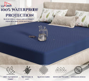 Lukzer Quilted Cotton Waterproof Mattress Protector Blue (MTP-QBL-001)
