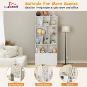 Lukzer 12 Open Cube Bookcase with Push Latch Doors & 2 Bottom Shelf (MR-033/White)