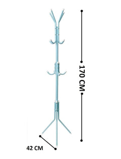Lukzer 8-Hook Freestanding Metal Coat Stand – Stylish & Durable (Blue/White/Black, 170x42cm