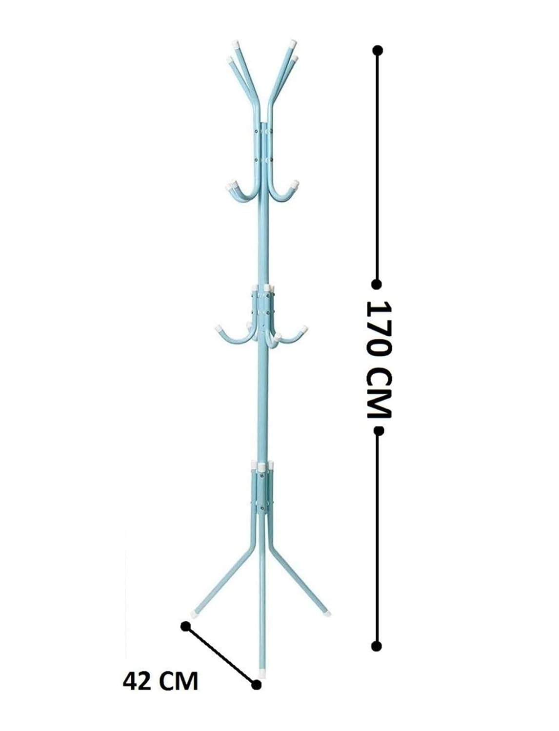 Lukzer 8-Hook Freestanding Metal Coat Stand – Stylish & Durable (Blue/White/Black, 170x42cm
