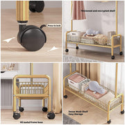 Lukzer Heavy-Duty Portable Metal Clothes Rack with Single Rod & Bottom Shelf (MGR-001/Gold)