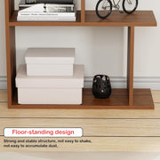 Lukzer 6 Layer Engineered Wood Space-Saving Organizer with Zigzag Open Bookshelf (MR-018/Oak Brown)