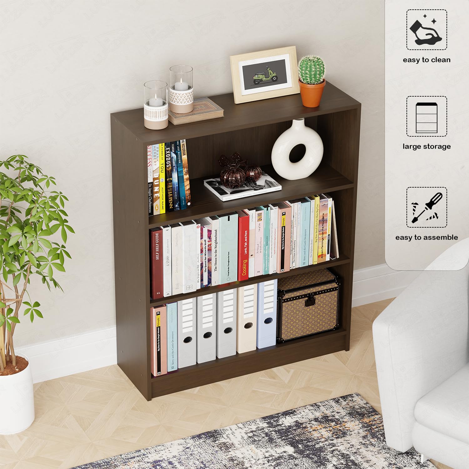 Lukzer 3‑Tier Engineered Wood Multipurpose Open Storage Organizer (MR‑014/Wenge)