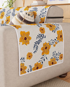 Lukzer Reversible Quilted Sofa Mat with Arms Brick Bloom (SC-201-01)