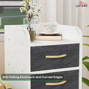 Lukzer 5-Drawer Engineered Wood Storage Cabinet with Fabric Bins & Wheels (MR-027/White)