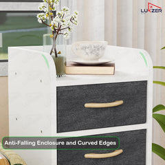 Lukzer 5-Drawer Engineered Wood Storage Cabinet with Fabric Bins & Wheels (MR-027/White)