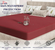 Lukzer Quilted Cotton Waterproof Mattress Protector  Maroon (MTP-QMAR-001)