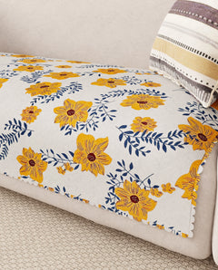 Lukzer Quilted Reversible Brick Bloom Sofa Mat with WaveEdge Ultrasonic Cut (ONLY SEAT COVER) - SC-201-01WE