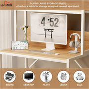 Lukzer 3-Layer Metal & Wooden Computer Desk & Study Table with Bookshelf (MST-006/Oak Light)