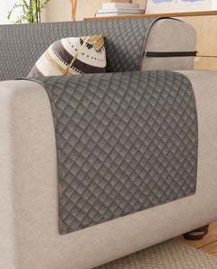 Lukzer Quilted Velvet Sofa Mat Silver Dust (SC-196-01)