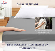 Lukzer Terry Cotton Waterproof Mattress Protector Grey (MTP-GR-001)